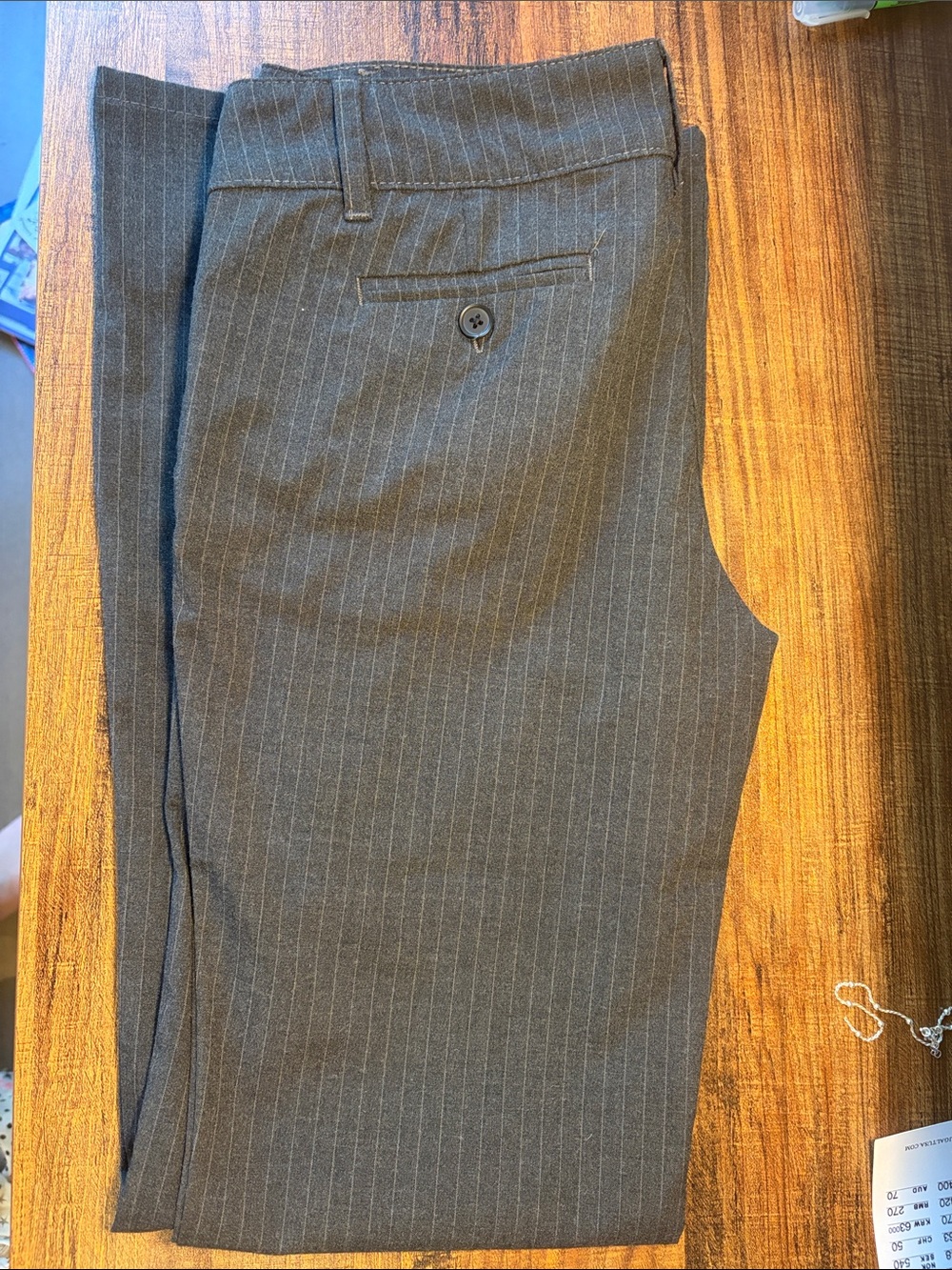 Women’s Pinstripe Dress Pants in Charcoal Gray